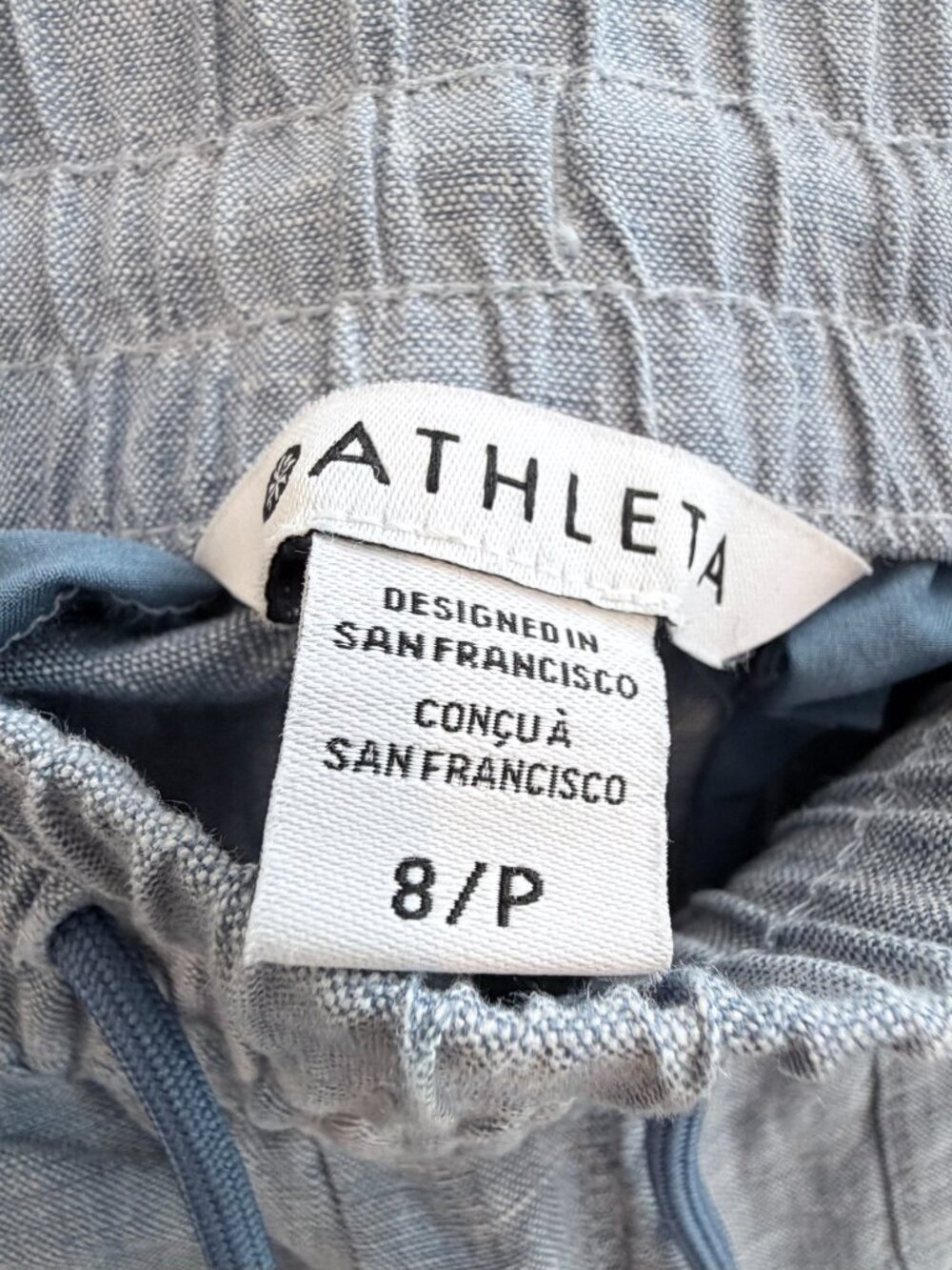 Athleta Retreat Linen Jogger Chambray Blue Size 8 Petite NWT - Picture 6 of 8
